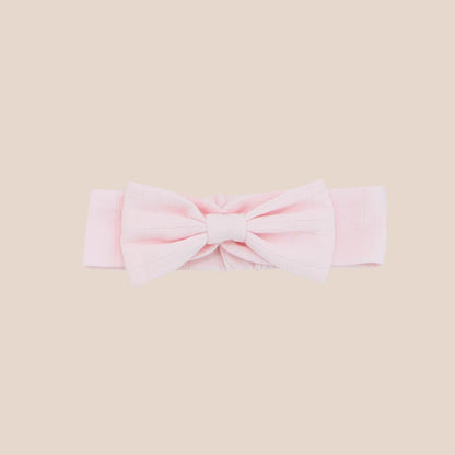 Baby Headband in Pink Pointelle Cotton by Le Petit Society