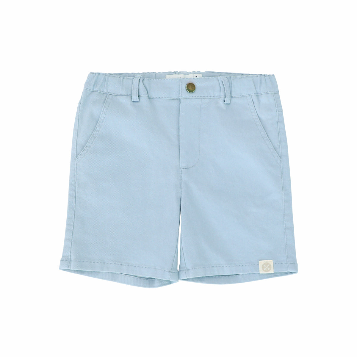 Kids bermuda shorts in dusty blue cotton twill with adjustable elastic waistband