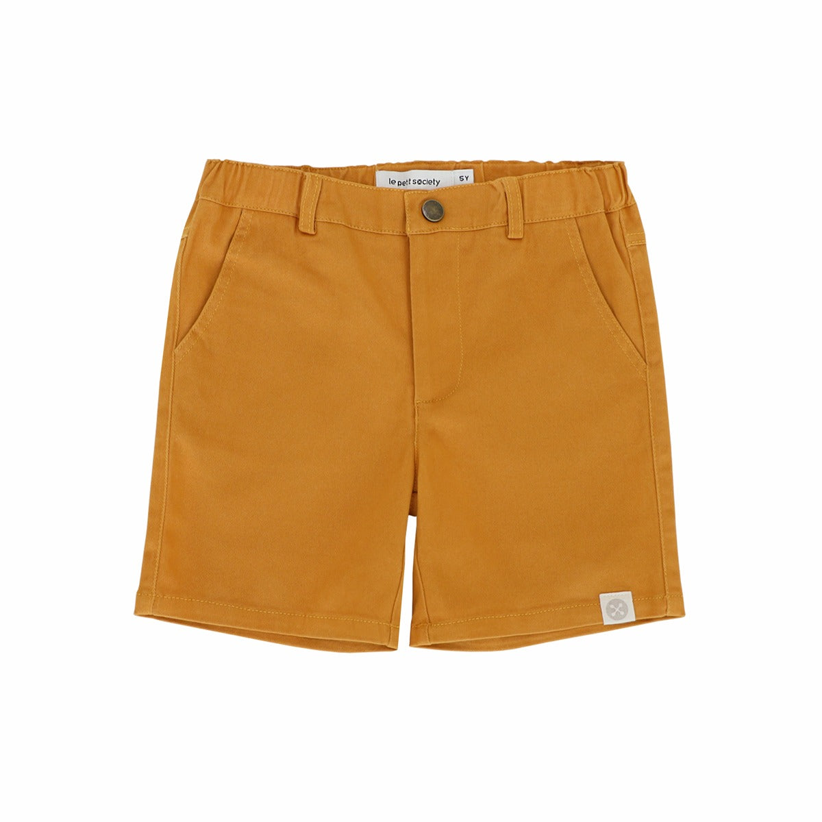 Bermuda Shorts with Adjustable Waistband in Golden Brown by Le Petit Society — image 5