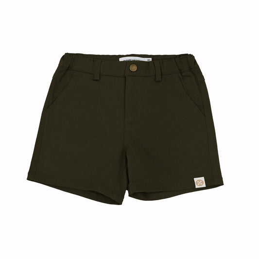 Bermuda Shorts with Adjustable Waistband in Olive by Le Petit Society