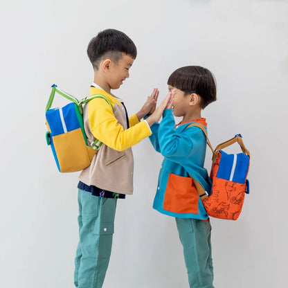Kids Insulated Backpack in Colour Block - Blue/Green (Personalisable)