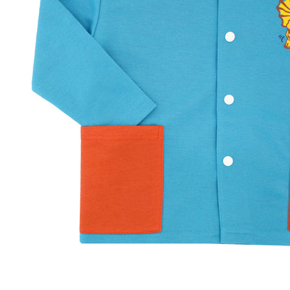 Made for Play - Biker Cardigan with Colourblock in Blue by Le Petit Society — image 5
