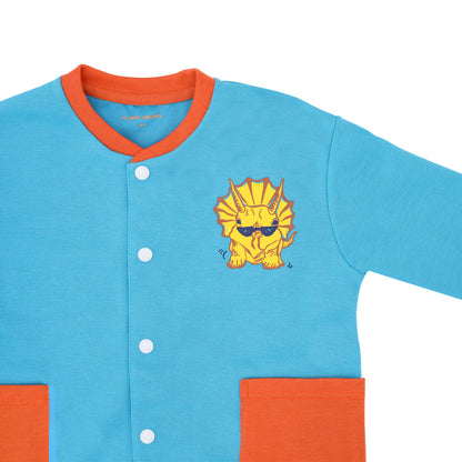 Made for Play - Biker Cardigan with Colourblock in Blue by Le Petit Society — image 4