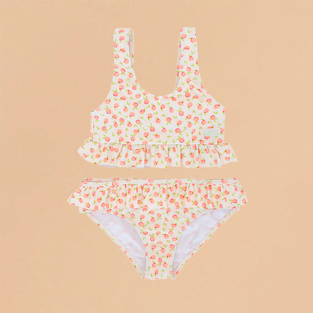 Bikini Top and Bottom Set in Peach Print by Le Petit Society — image 3