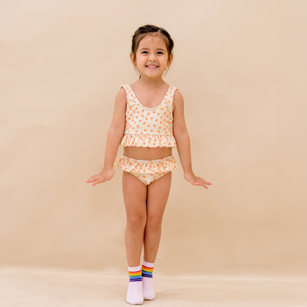 Bikini Top and Bottom Set in Peach Print by Le Petit Society — image 2