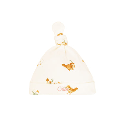 Baby Organic Knotted Hat in Bird Print by Le Petit Society — image 2