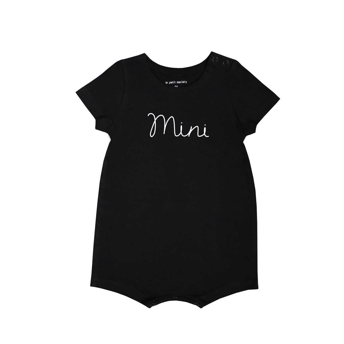 Family Tees - Mini Baby Short Sleeves Romper in Black by Le Petit Society
