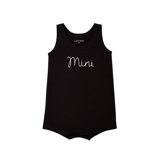 Family Tees - Mini Baby Sleeveless Romper in Black by Le Petit Society