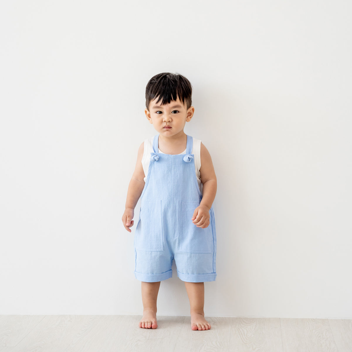 Mama & Mini in Pastel Blue Kids Short Overalls by Le Petit Society — image 12