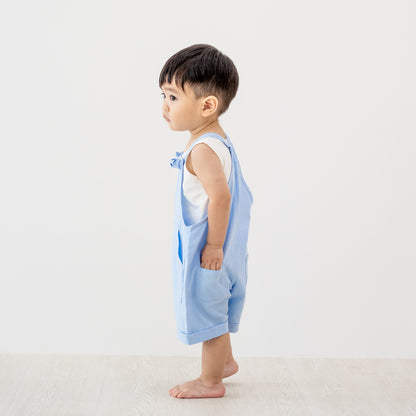 Mama & Mini in Pastel Blue Kids Short Overalls by Le Petit Society — image 6