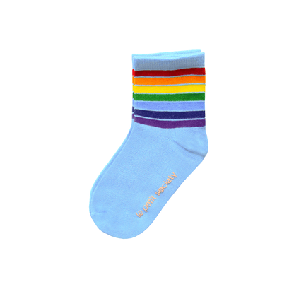 Rainbow Series - Kids Crew Socks in Blue by Le Petit Society — image 2