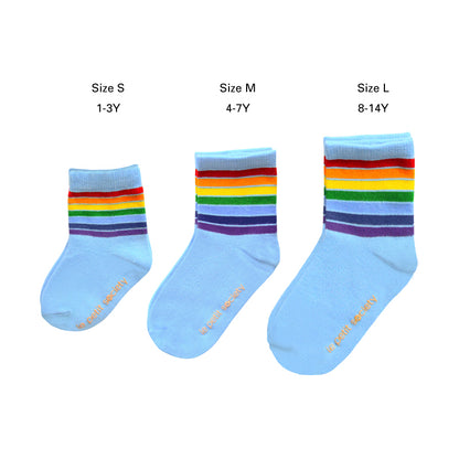 Rainbow Series - Kids Crew Socks in Blue by Le Petit Society — image 10