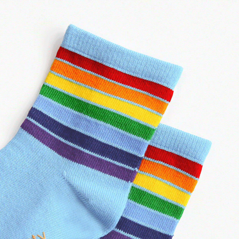Rainbow Series - Kids Crew Socks in Blue by Le Petit Society — image 4