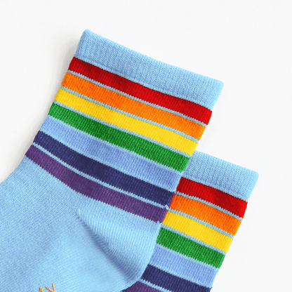 Rainbow Series - Kids Crew Socks in Blue by Le Petit Society — image 4