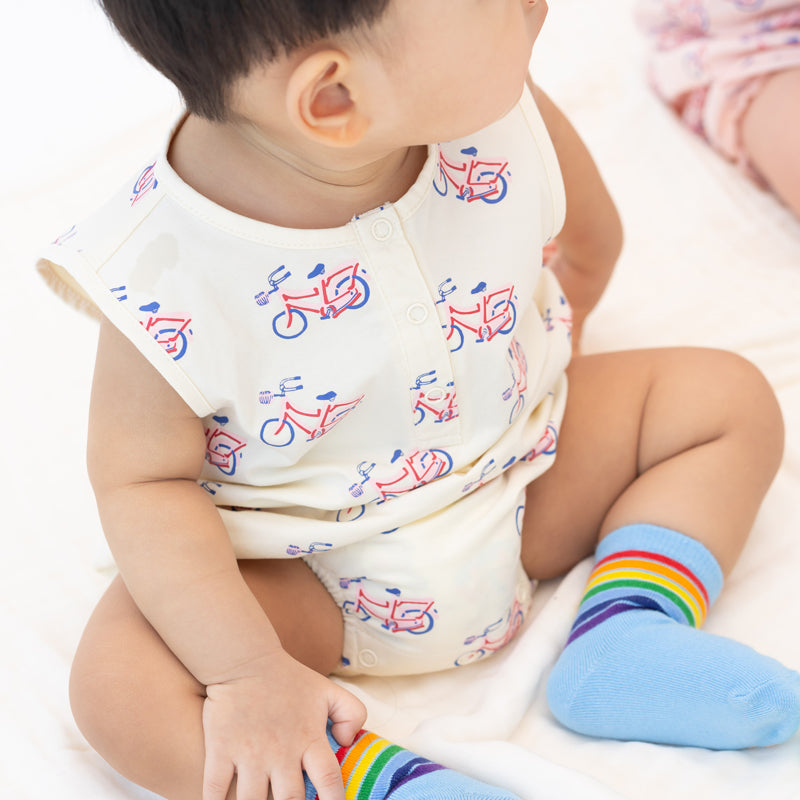 Rainbow Series - Kids Crew Socks in Blue by Le Petit Society — image 5