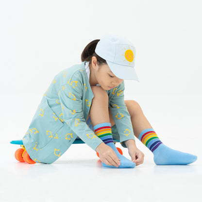 Rainbow Series - Kids Crew Socks in Blue by Le Petit Society — image 6