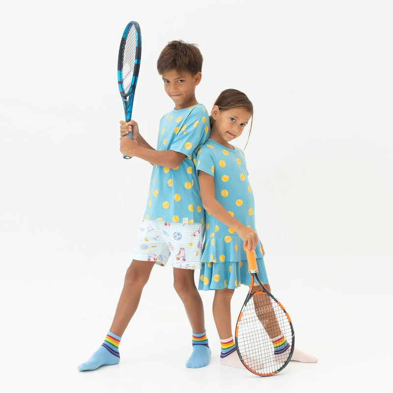 Rainbow Series - Kids Crew Socks in Blue by Le Petit Society — image 9