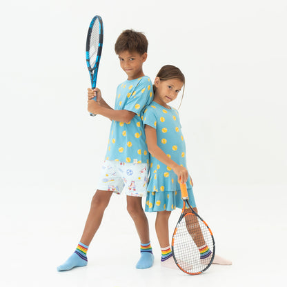 Rainbow Series - Kids Crew Socks in Blue by Le Petit Society — image 9