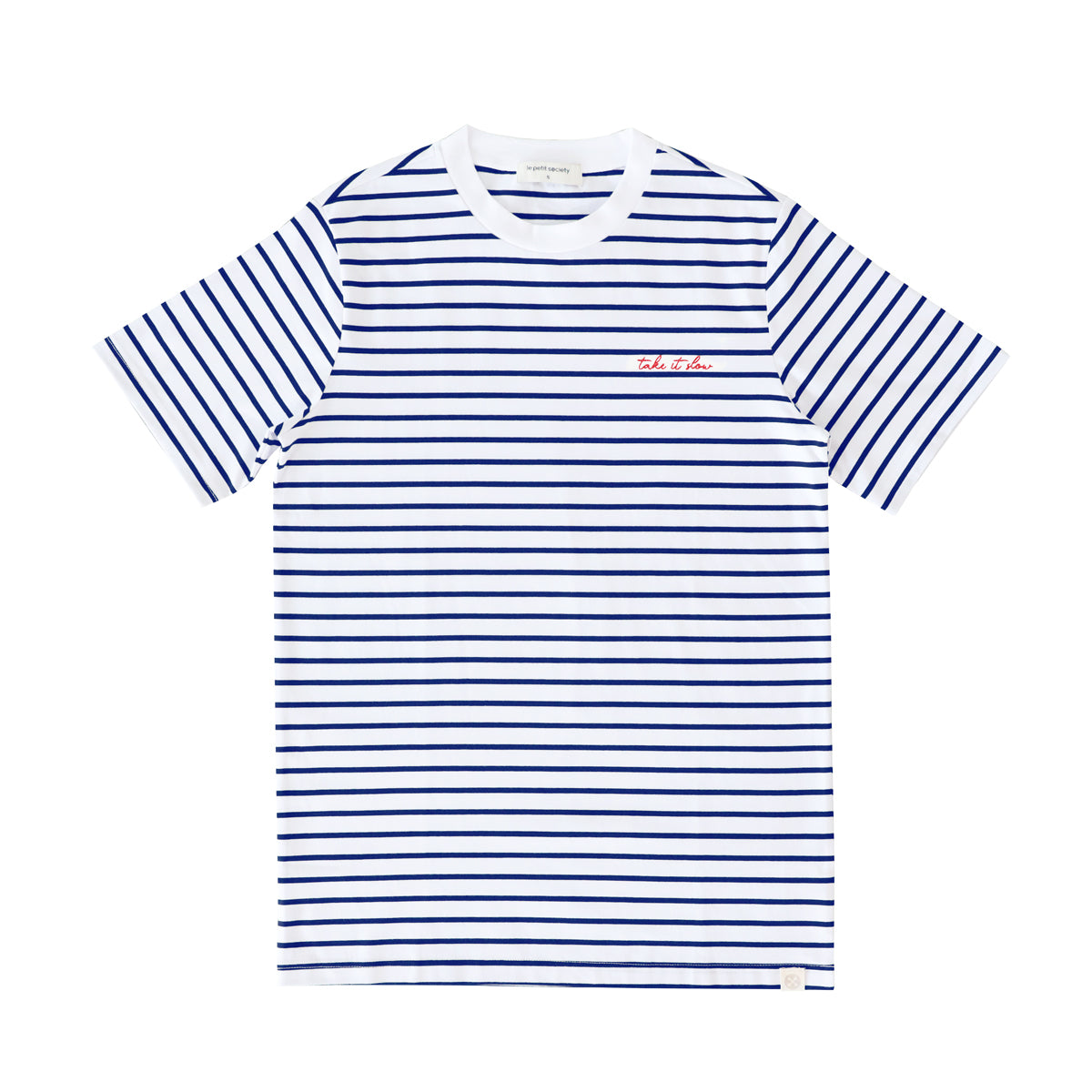 Family Tees - Personalisable Adult Striped Tee in Navy (Unisex) by Le Petit Society — image 2