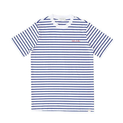 Family Tees - Personalisable Adult Striped Tee in Navy (Unisex) by Le Petit Society — image 2