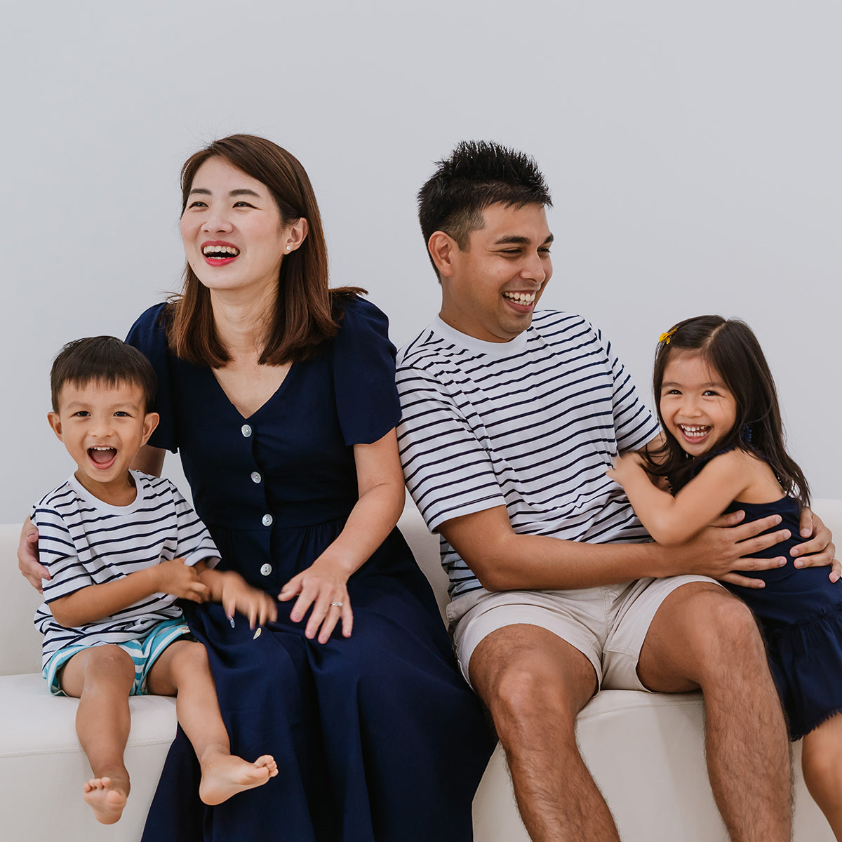 Family Tees - Personalisable Kids Striped Tee in Navy by Le Petit Society — image 5