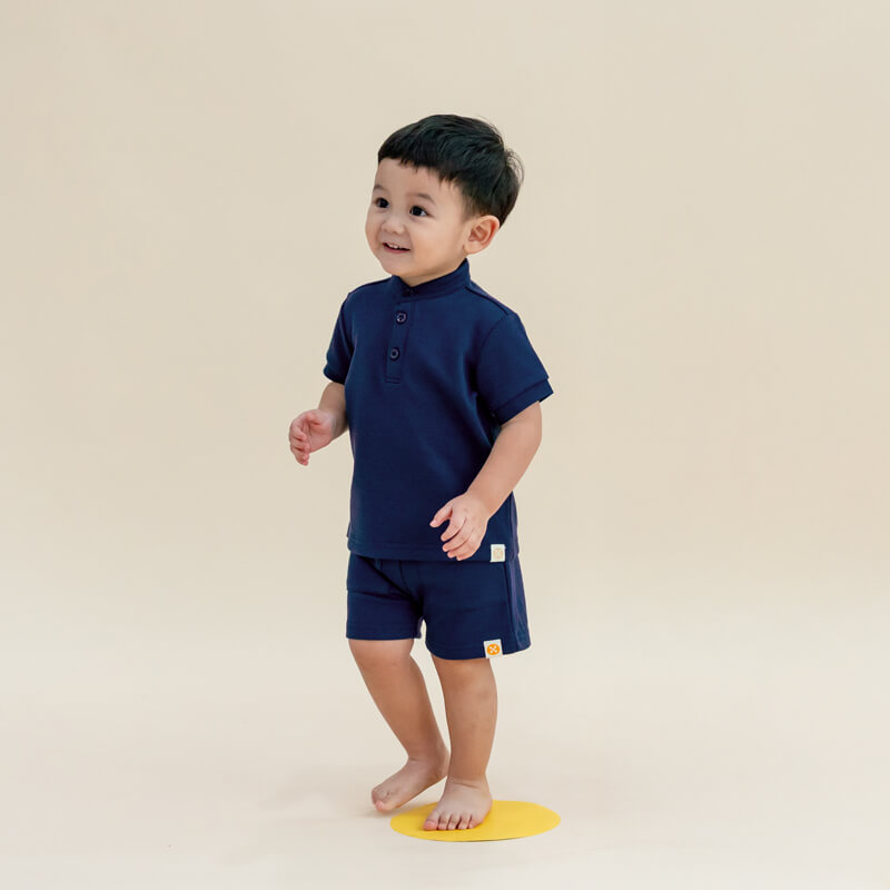 Polo Series - Boys Polo Shirt in Navy by Le Petit Society — image 5