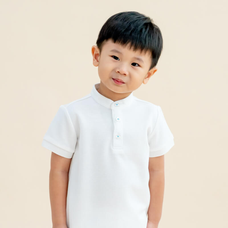 Polo Series - Boys Polo Shirt in White by Le Petit Society — image 7