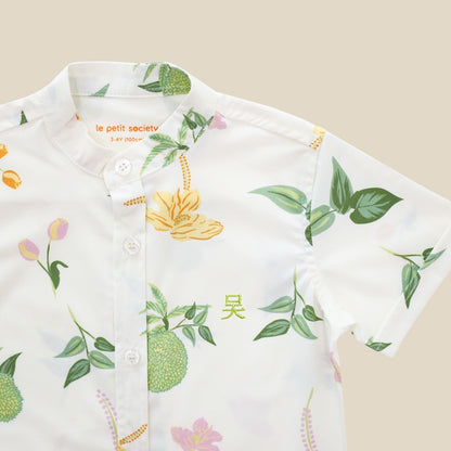 Heritage Series - Boys Shirt in Tropical Durian Print by Le Petit Society — image 3