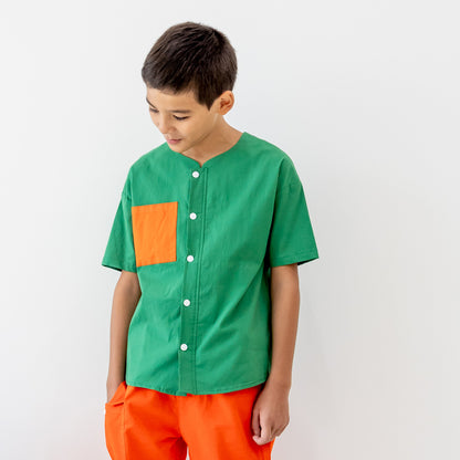Made for Play - Boys Wide-Pocket Shirt in Green by Le Petit Society — image 5