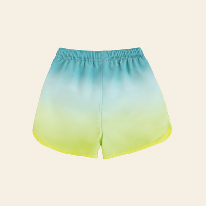 Boys Swim Shorts in Lime Gradient by Le Petit Society — image 2