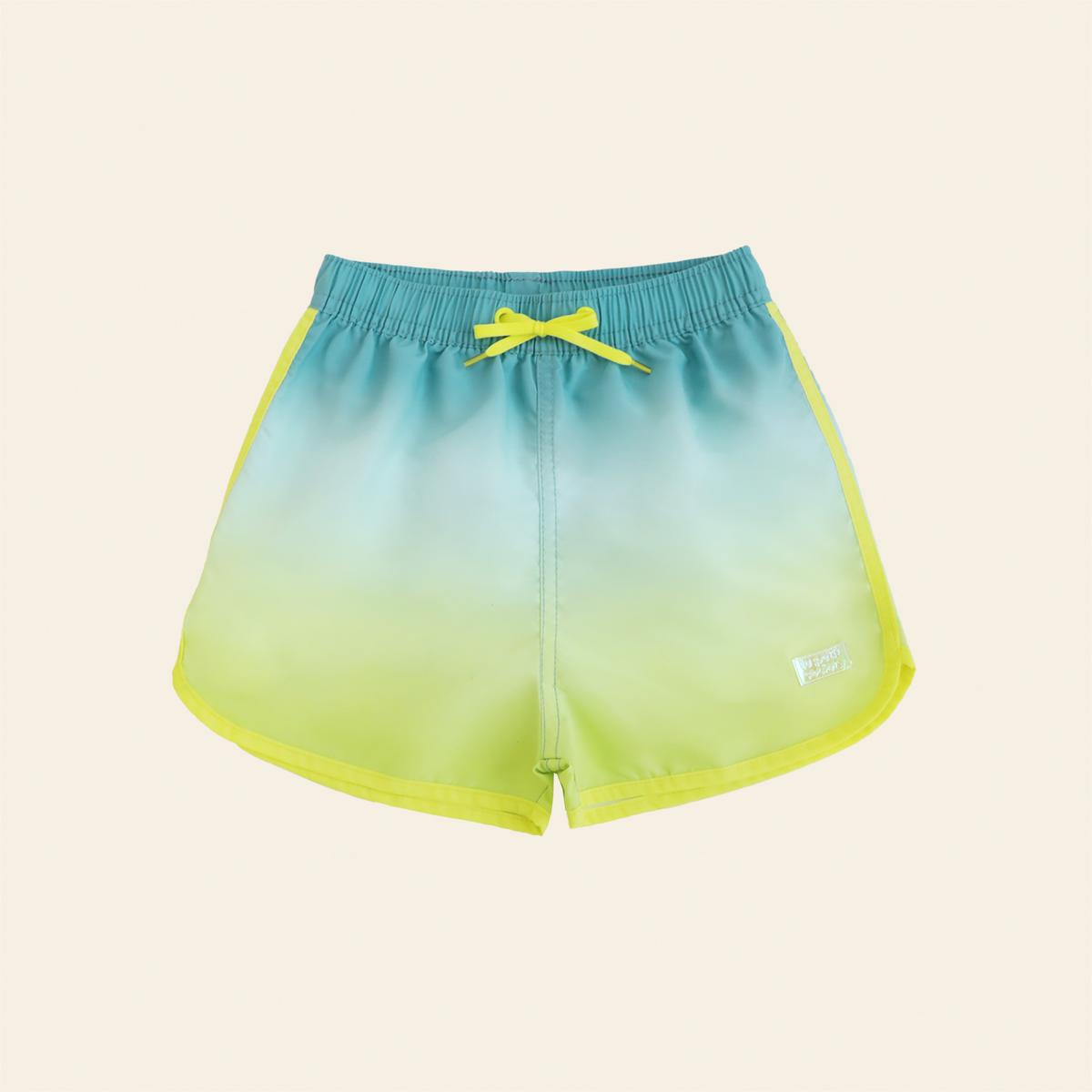 Boys Swim Shorts in Lime Gradient by Le Petit Society