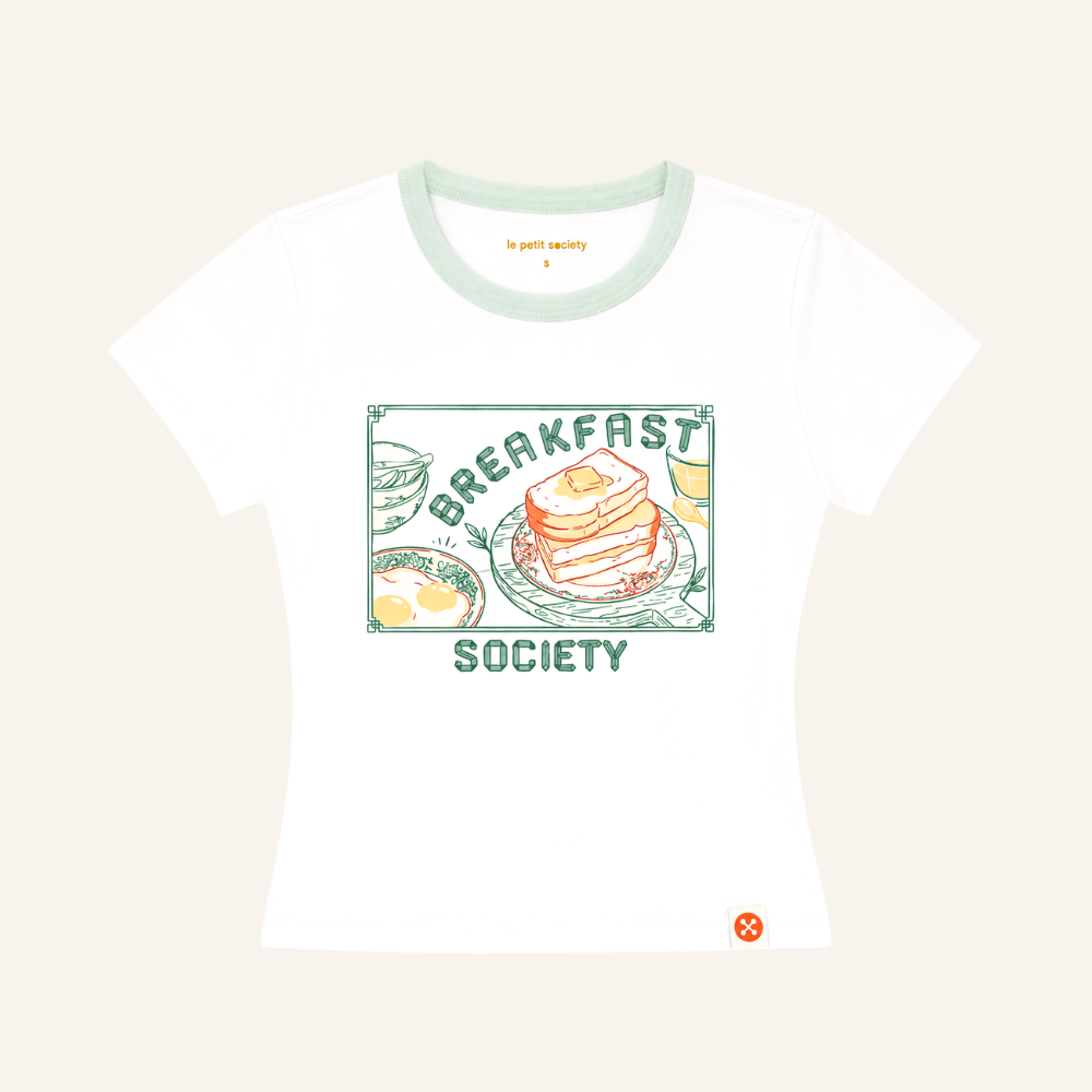 A Singapore Series - Breakfast Society Ladies/Teens Tee in White by Le Petit Society