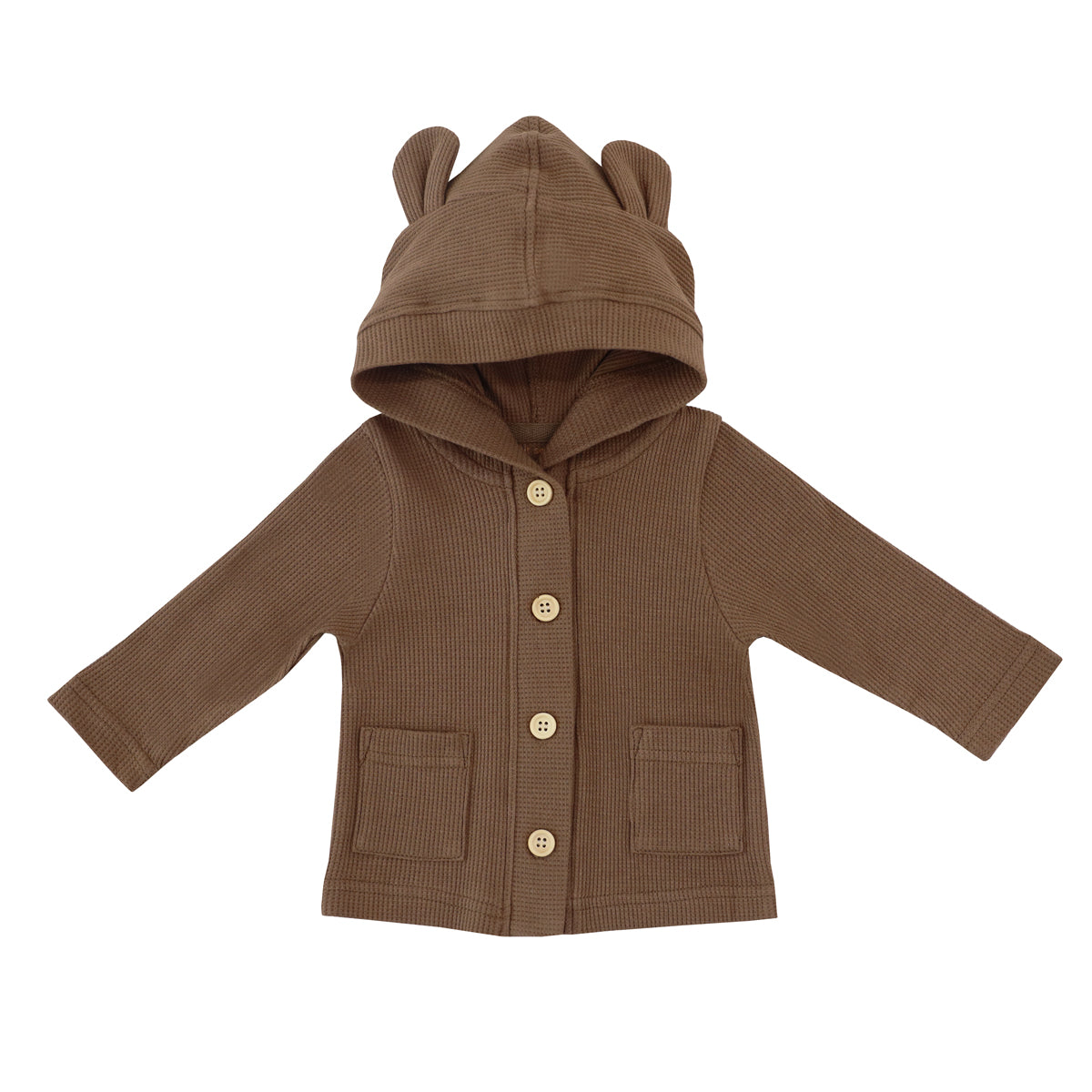 Baby Bear Cardigan in Brown Waffle Jersey by Le Petit Society — image 10