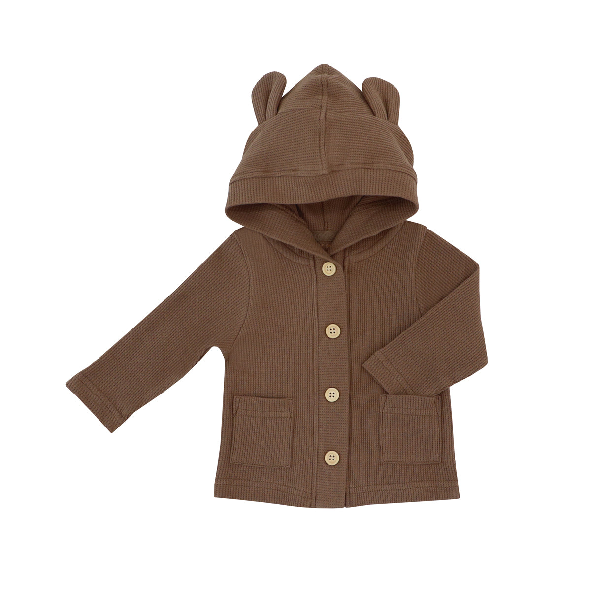 Baby Bear Cardigan in Brown Waffle Jersey by Le Petit Society — image 17
