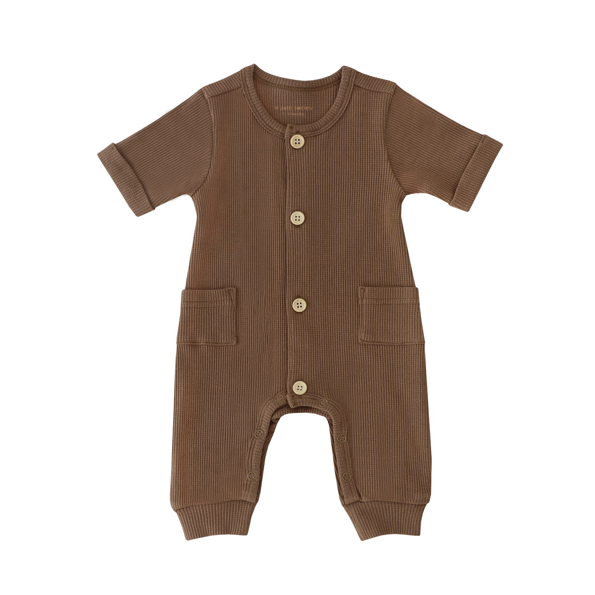 Baby Playsuit in Brown Waffle Jersey by Le Petit Society — image 15