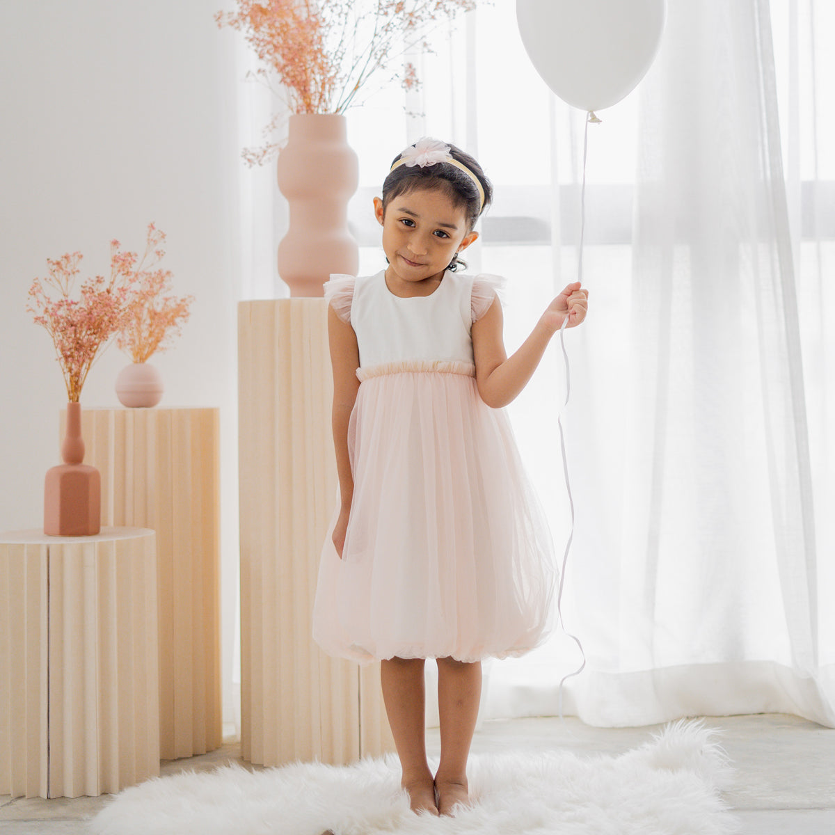 Flower Girl Series - Bubble Dress in Soft Pink by Le Petit Society — image 3