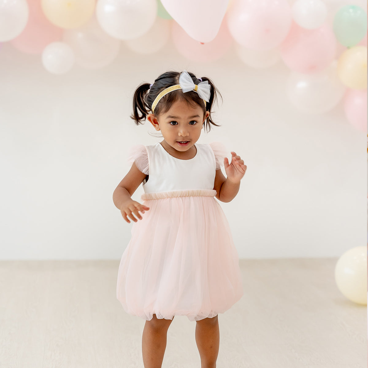 Flower Girl Series - Bubble Dress in Soft Pink by Le Petit Society — image 10