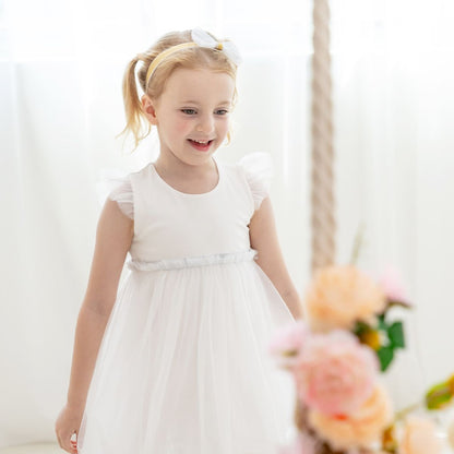 Flower Girl Series - Bubble Dress in White by Le Petit Society — image 10