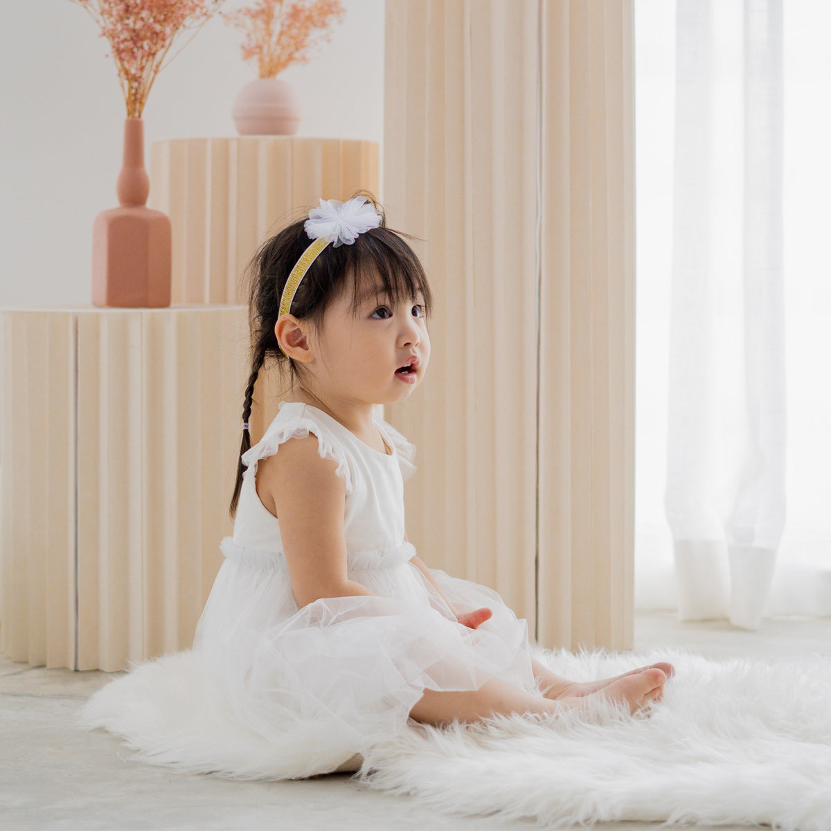 Flower Headband in White by Le Petit Society — image 4