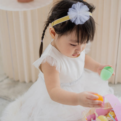 Flower Headband in White by Le Petit Society