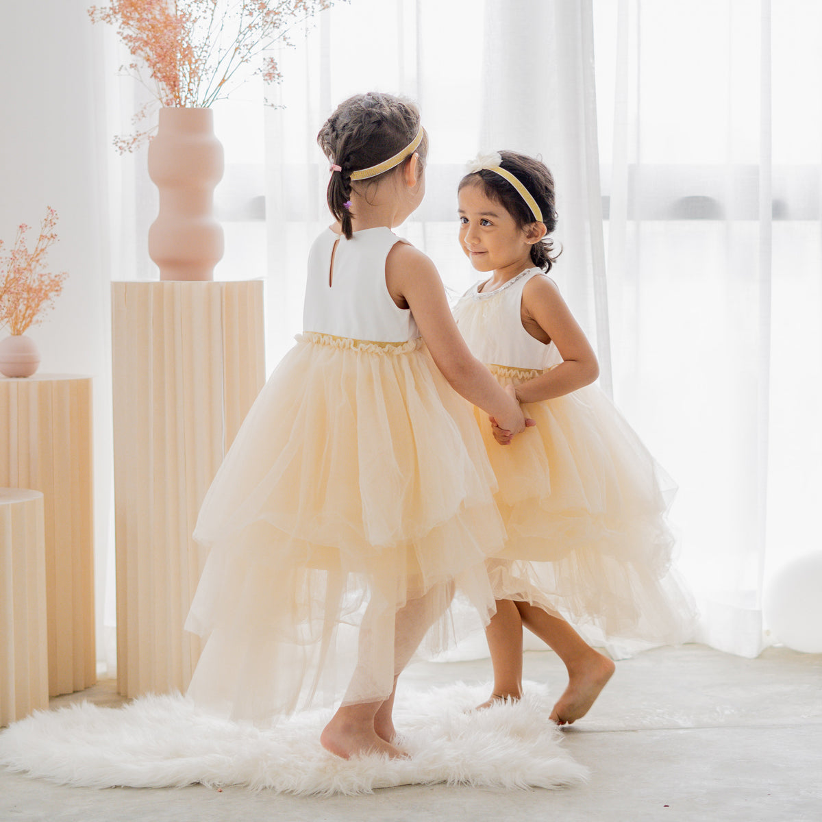 Flower Girl Series - Cascading Dress in Champagne by Le Petit Society — image 6