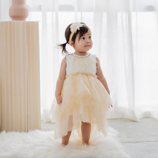 Flower Girl Series - Cascading Dress in Champagne by Le Petit Society