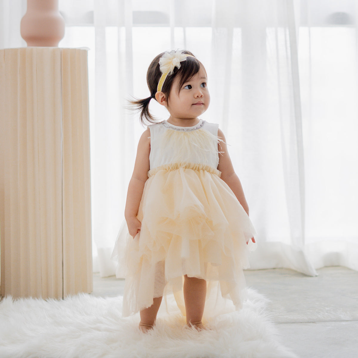 Flower Girl Series - Cascading Dress in Champagne by Le Petit Society — image 15