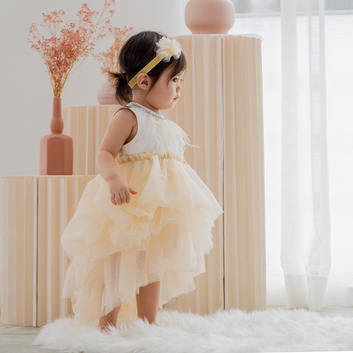Flower Girl Series - Cascading Dress in Champagne by Le Petit Society — image 7