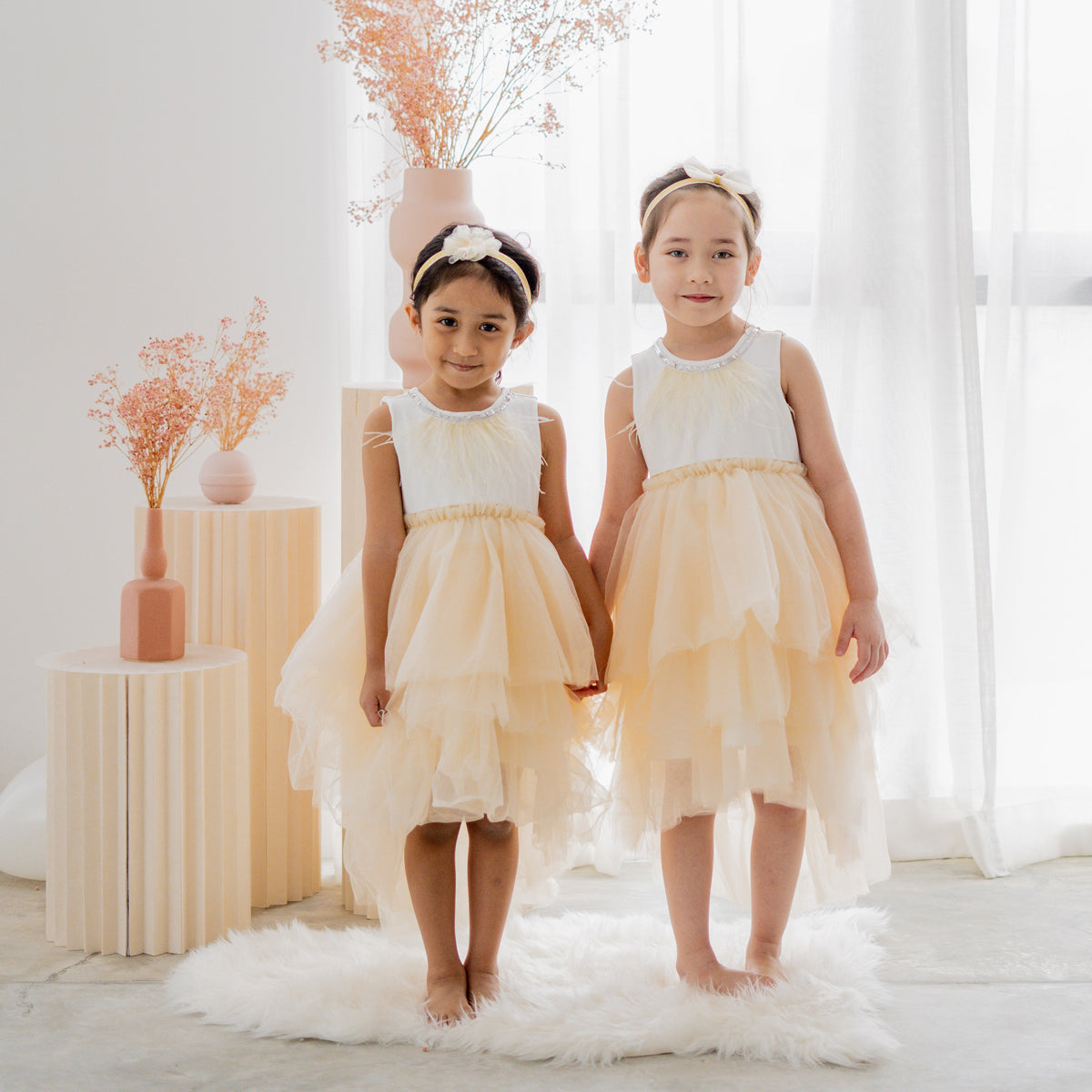 Flower Girl Series - Cascading Dress in Champagne by Le Petit Society — image 3