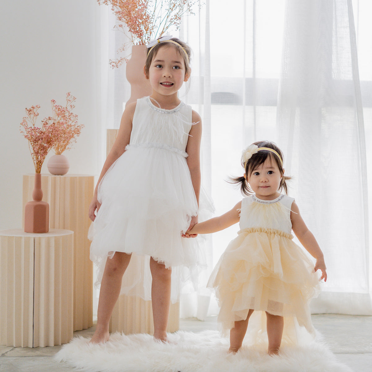 Flower Girl Series - Cascading Dress in Champagne by Le Petit Society — image 8