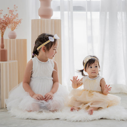 Flower Girl Series - Cascading Dress in White by Le Petit Society — image 12