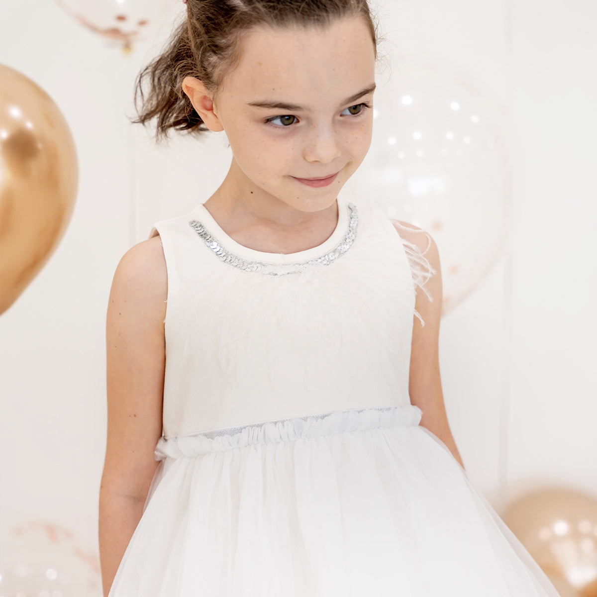 Flower Girl Series - Cascading Dress in White by Le Petit Society — image 6