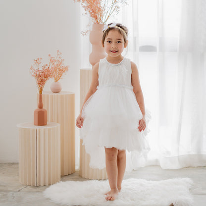 Flower Girl Series - Cascading Dress in White by Le Petit Society — image 16