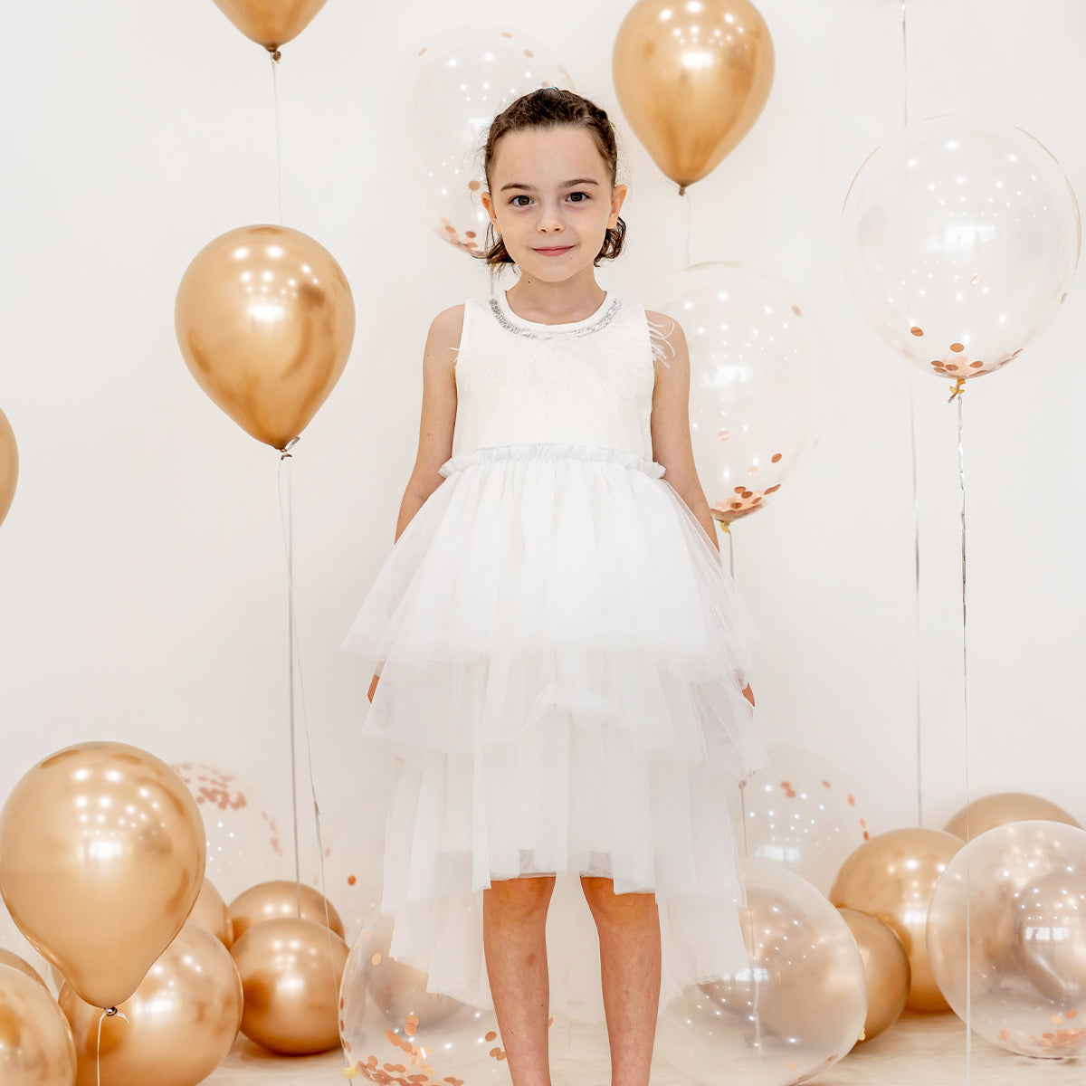 Flower Girl Series - Cascading Dress in White by Le Petit Society — image 7